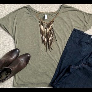 Bella Canvas olive super soft scoop T-shirt